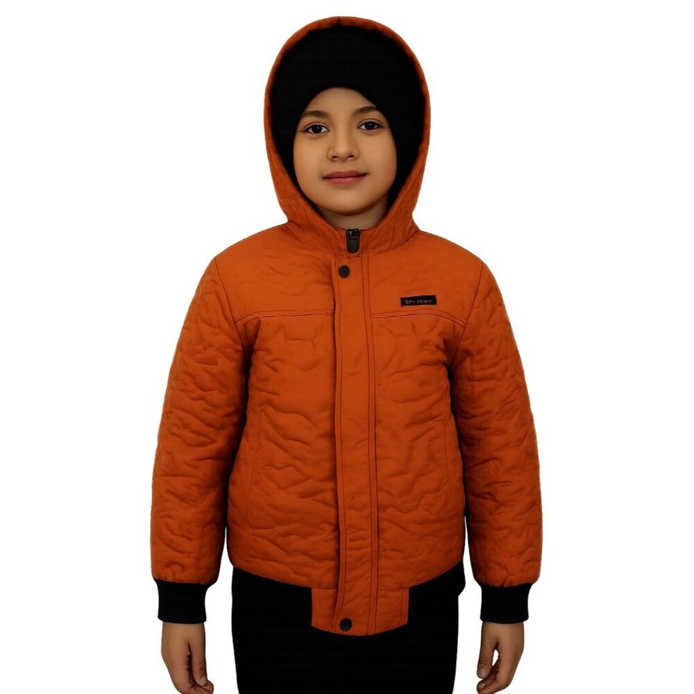 Jacket Coat Winter Orange Wavy Quilted Zip Up iXtreme Youth BOYS Size 10 / 12